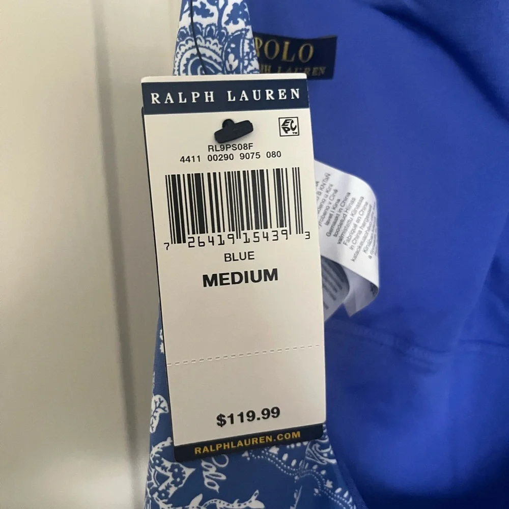 Ralph Lauren Blue and White Halter Swimsuit - Picture 5 of 5